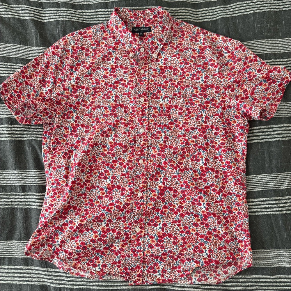 Floral Print Short Sleeve Shirt - Men’s XL - J. Crew Mercantile